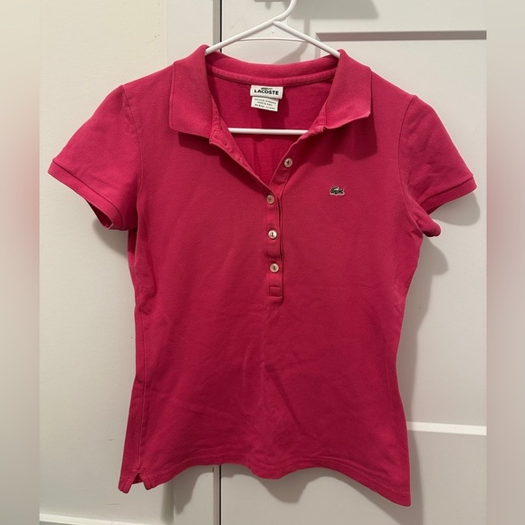 Lacoste Hot Pink Classic Polo Size 38 Women’s Vintage Y2K - Picture 1 of 9